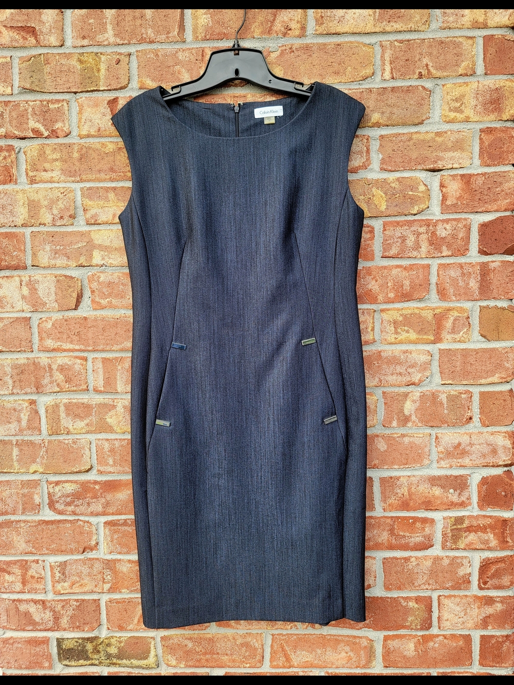 Calvin Klein Dark Navy Sleeveless Sheath Midi Dress
